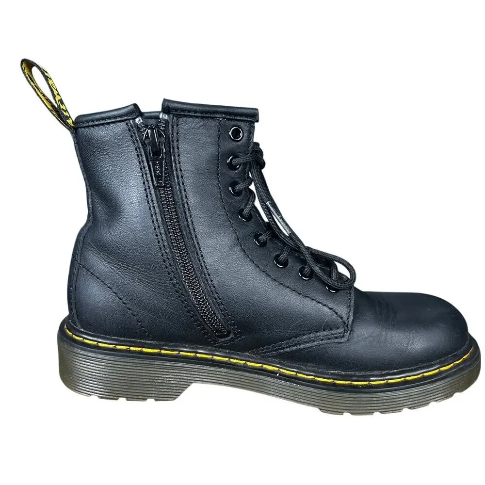 Dr. Martens Kids 1460 J Black Leather Lace Up Combat Boot Size US 2